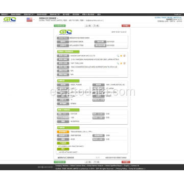 Muestra de datos de importación del tractor USA